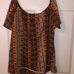Colorful off the shoulder top